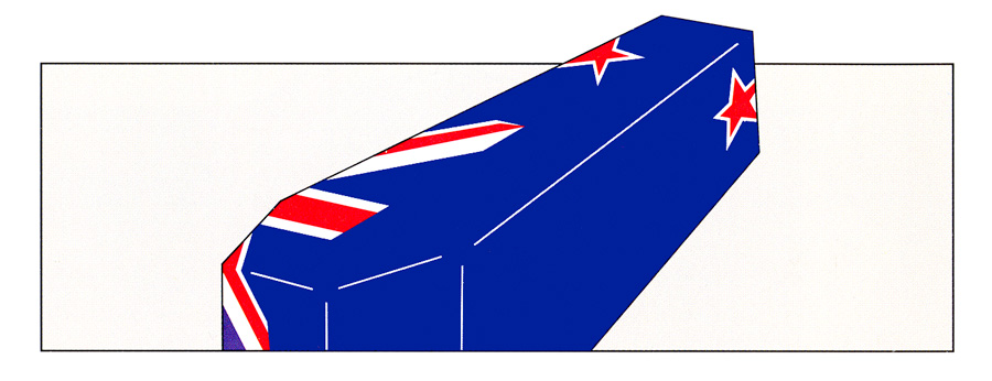 Coffin wrapped in a New Zealand flag