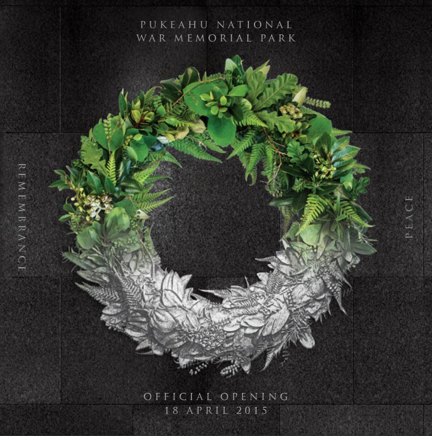 Cover of a booklet. there is a stylised wreath made from stone and plants on the cover.